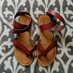 American Eagle Red Leather Sandals